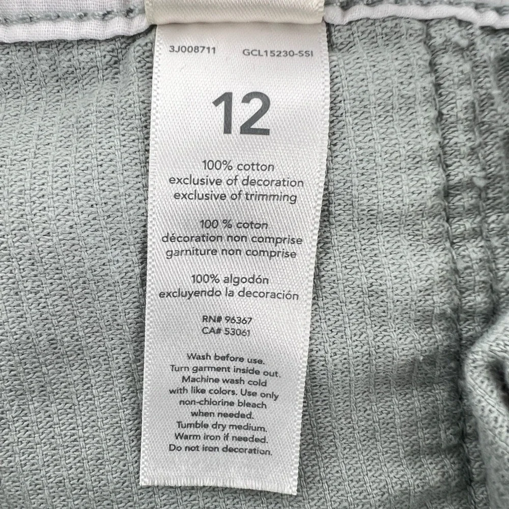 OshKosh B'gosh Girls Sz 12 Sage Green Corduroy Jumper Dress Button Front Vestbak